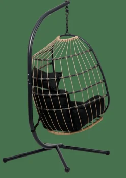 BAZAI Chaise Suspendue Avec Support Noir