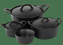 FERO Pot Allant Au Four Avec Couvercle 80 CL Noir