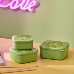 FRESHMOOD Boîtes à Snack Set De 3 Seafoam + Motif Loulou Seafoam (vert)