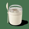 FRESHMOOD Pot à Petit Déjeuner +cuillère 32cl Blanc, Brun, Vert