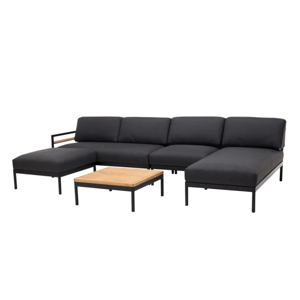 HANNA Chaise Longue Teck Noir