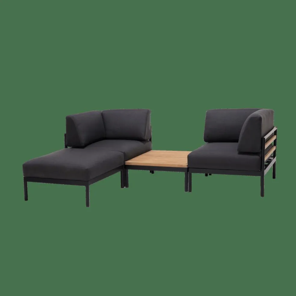 HANNA Lounge Teck Fauteuil Coin Noir