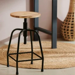 NEW BEDFORD Tabouret Noir, Naturel