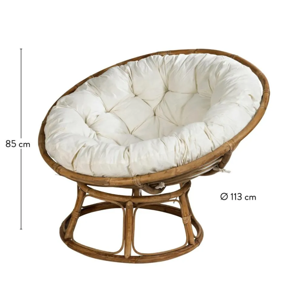 PAPASAN Chaise Lounge Naturel, Blanc Cassé