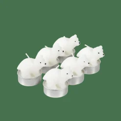 POLA 6 Bougies Chauffe-plat Ours Blanc Blanc