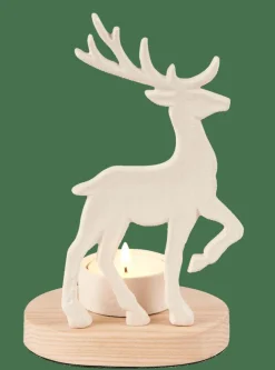 SCANDY DEER Porte-bougie Chauffe-plat Blanc, Naturel
