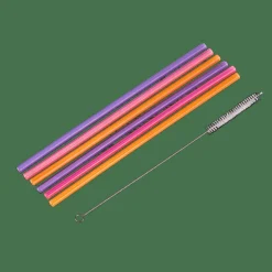 SLURP Paille Réutilisable Set De 6 Mélange De 3 Couleurs Orange, Mauve, Rose