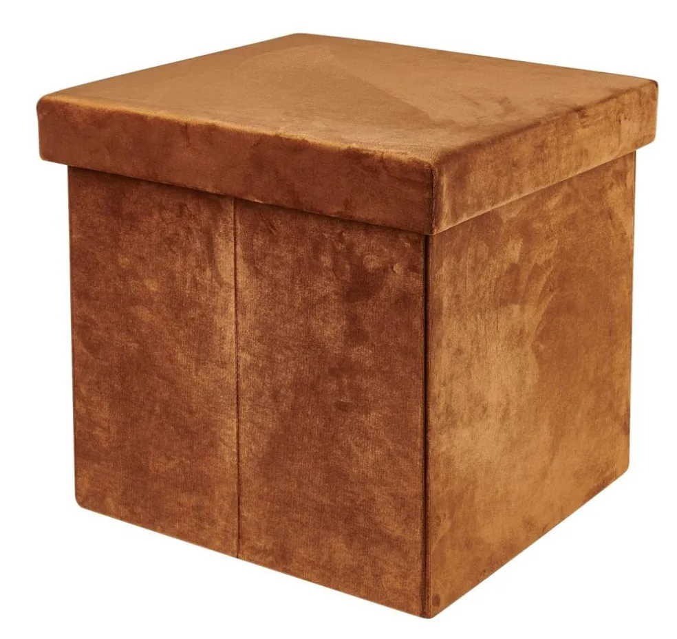 STOR Pouf Pliable Avec Rangement Caramel
