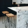 TEAK Tabouret De Bar Noir, Naturel