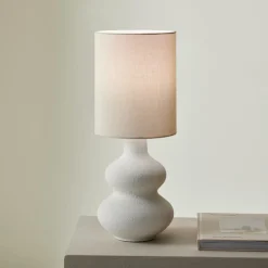 WHITESTONE Lampe De Table Avec Abat-jour E27 Blanc Cassé