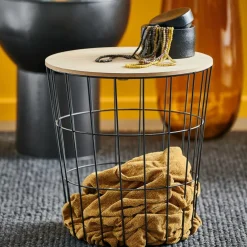 WIRE Table D'appoint Noir, Naturel