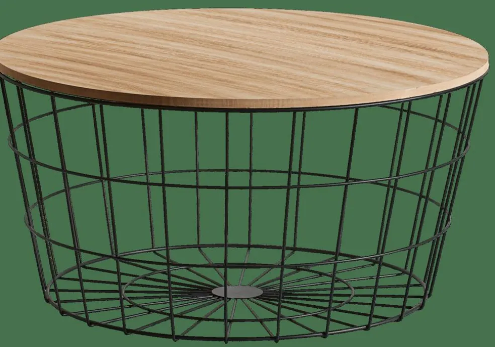 WIRE XL Table D'appoint XL Noir, Naturel