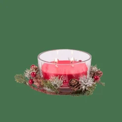 XMAS Bougie Avec Déco Rouge