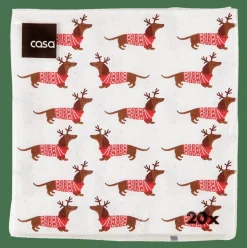 X-MAS DOG Set De 20 Serviettes Multicolore