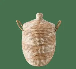 YASMINE Panier De Luxe Avec Couvercle Blanc, Naturel